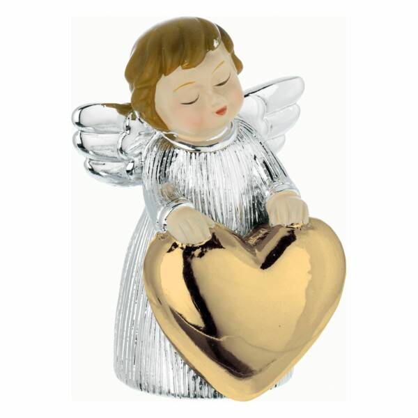 Figurka Aniołek z dużym sercem złotym 8 cm